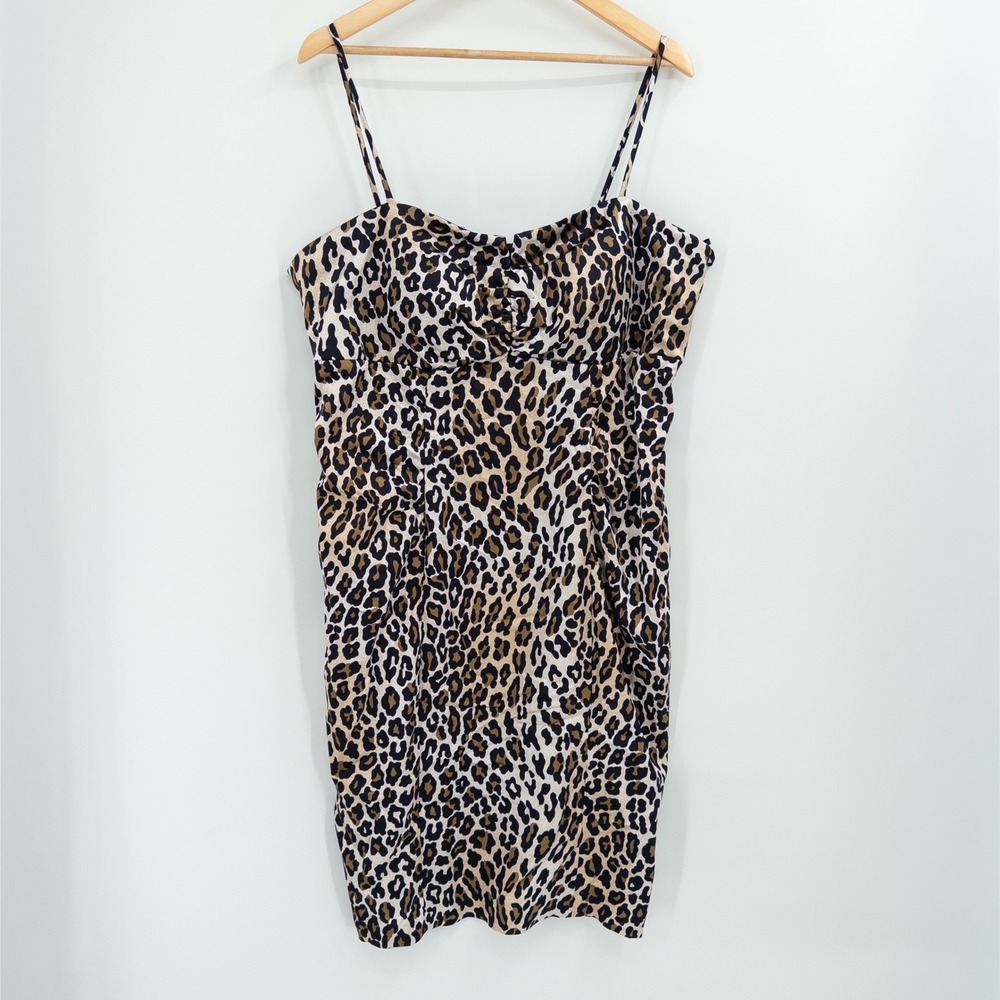 Xscape Leopard Bodycon Dress Women 20W Brown Vintage Deadstock Y2K Rockabilly